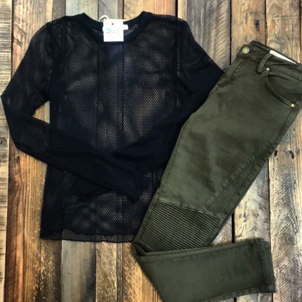 Project Social Tee Mesh Long Sleeve Top NWT